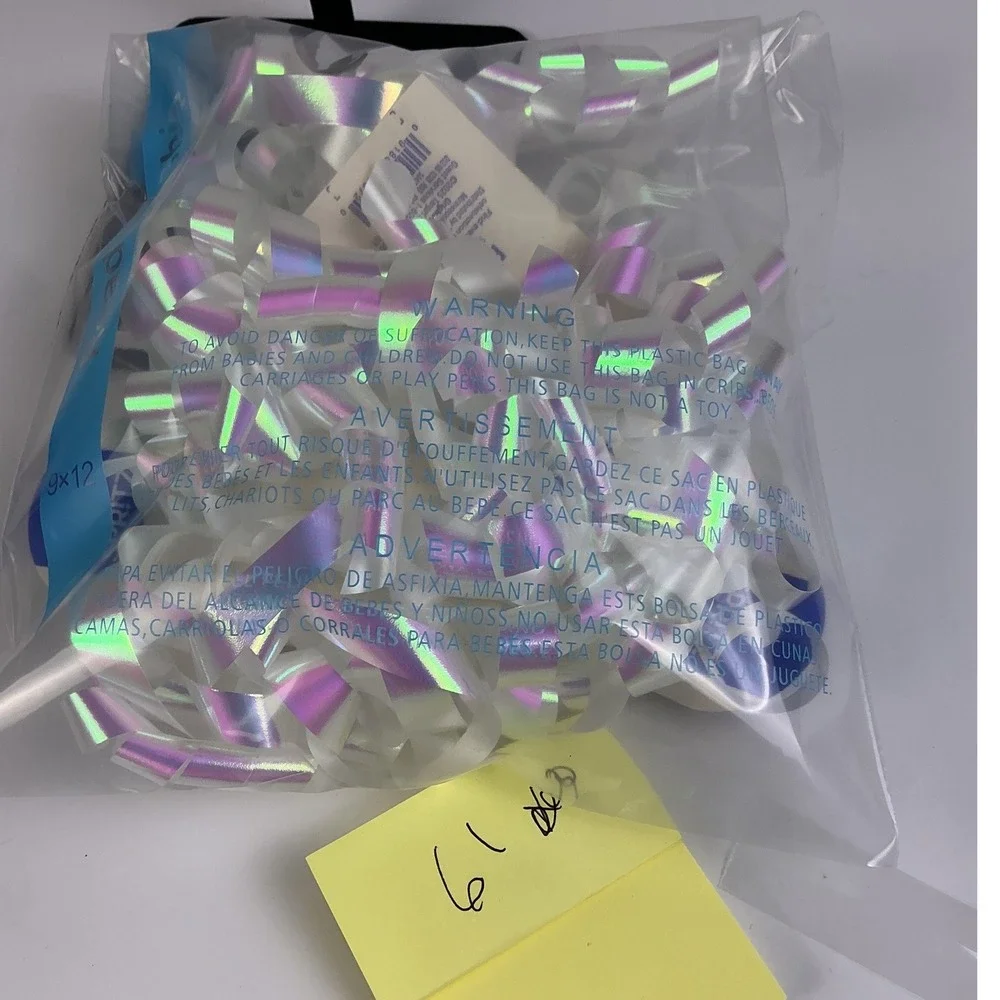 Spritz Iridescent Curly Ribbon Gift Bows 3 Pack White Holographic Party Decor